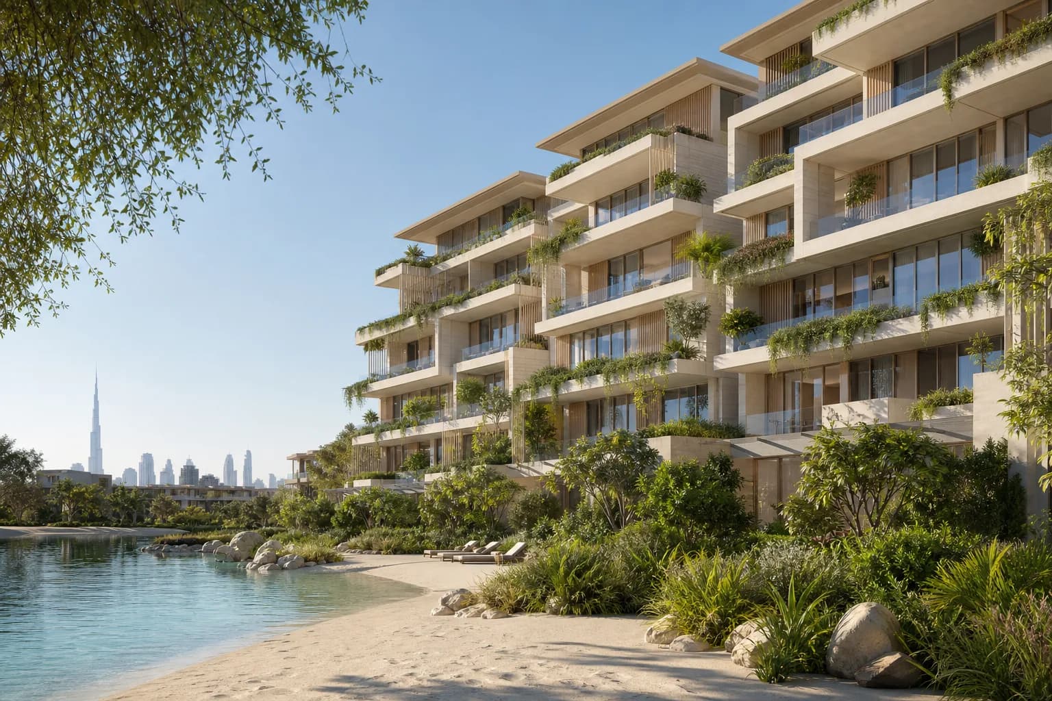 Bay at Lunaya Terraces — lagoon-edge gardens and light residential architecture in Saih Shuaib 1, Dubai