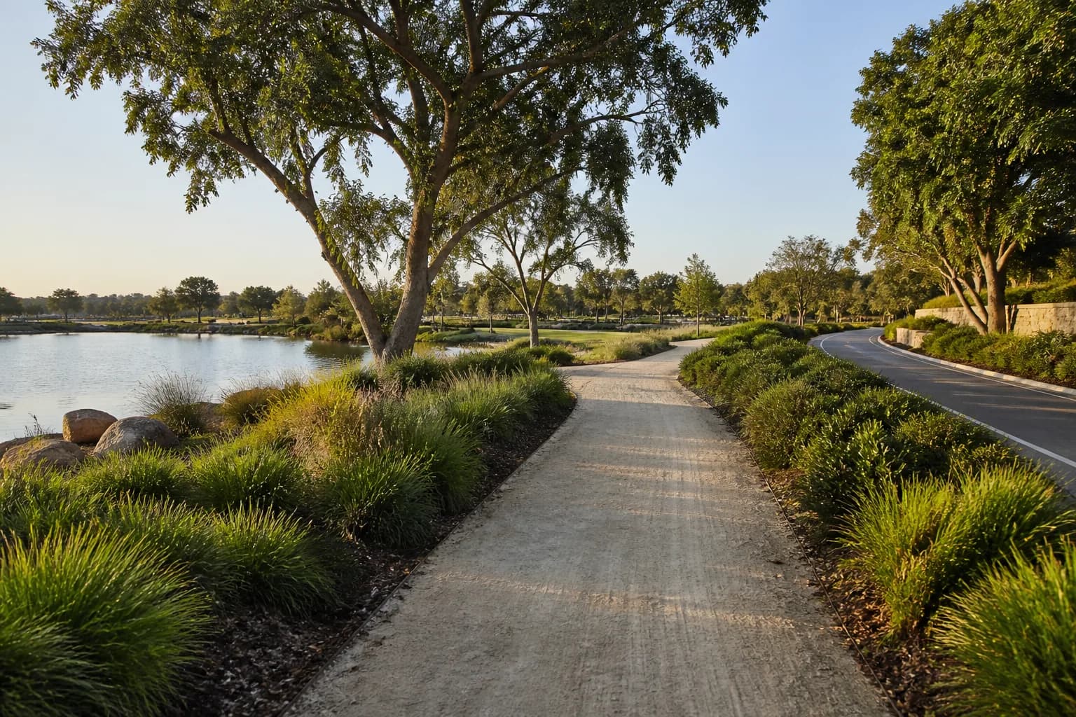 Running and cycling trail through 65% green space at Lunaya Terraces